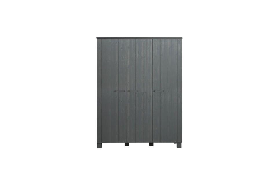 Wardrobe 3 doors in dark gray wood Dennis Woood