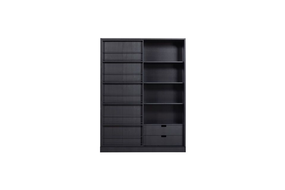 Wardrobe with sliding door in black wood Swing Woood