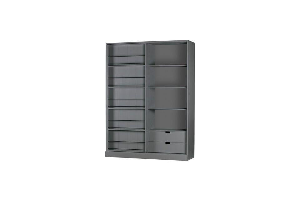 Wardrobe with sliding door in dark grey wood Swing - 6