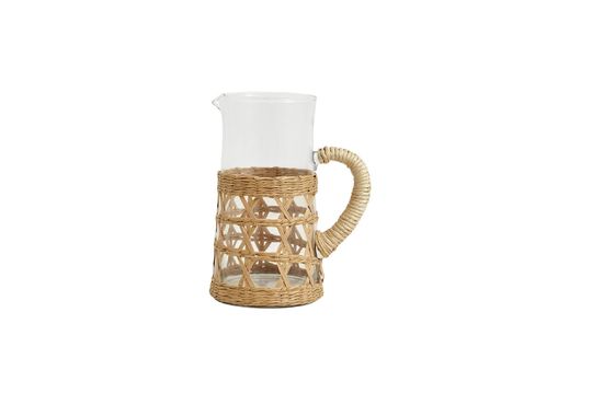 Weva pitcher in transparent glass with braid