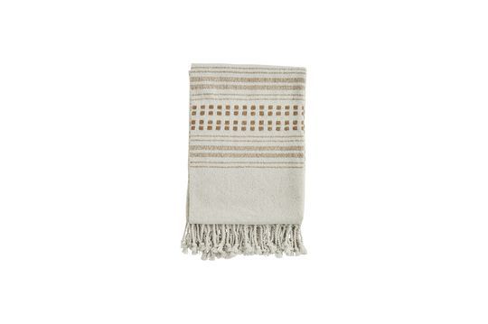 White and caramel fringed blanket Alca Clipped
