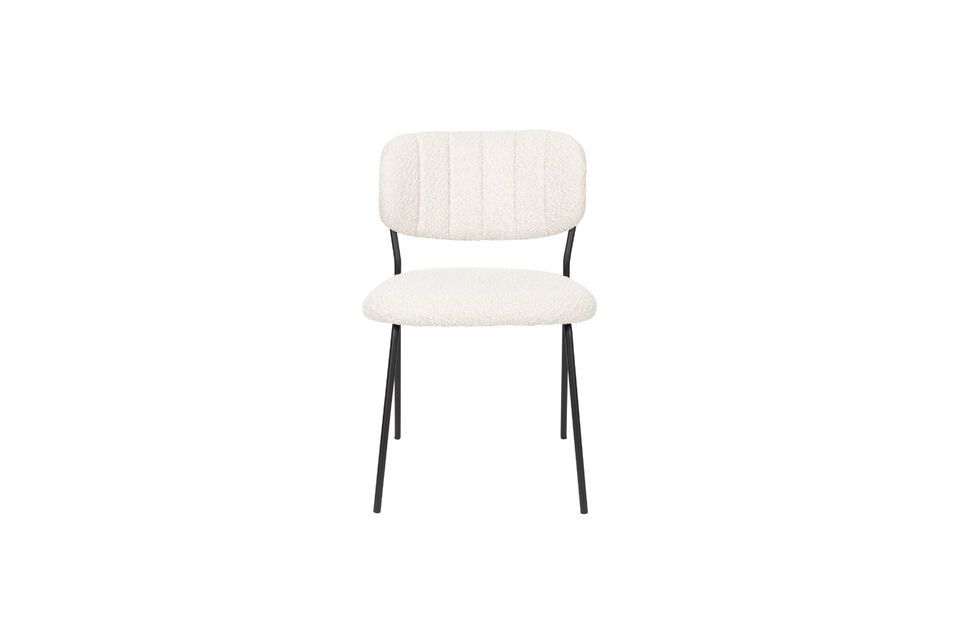 Discover the sleek charm of the Jolien white bouclé fabric chair