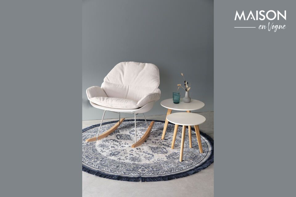 Discover comfort and elegance with our Rocky white fabric armchair