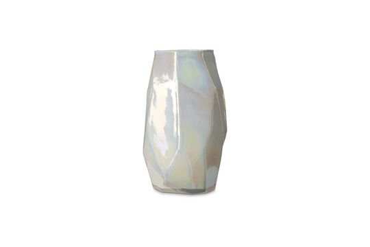 White glass vase Luster Clipped