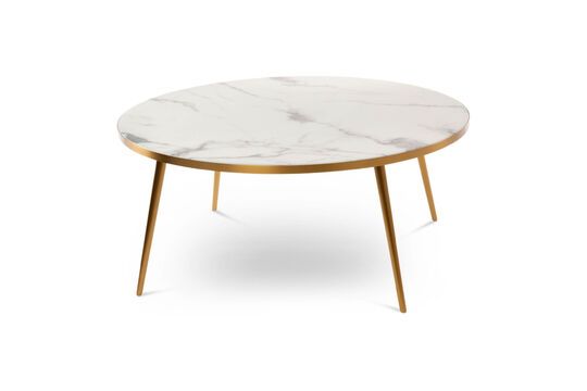 White resin coffee table Gold Feet Clipped