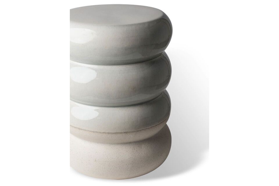 Stoneware stool white chubby, design, original and contemporary