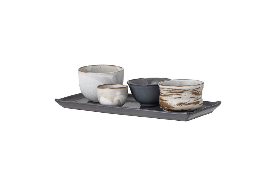 The Masami Sushi Set from Bloomingville is a delicate set of four small stoneware bowls in different