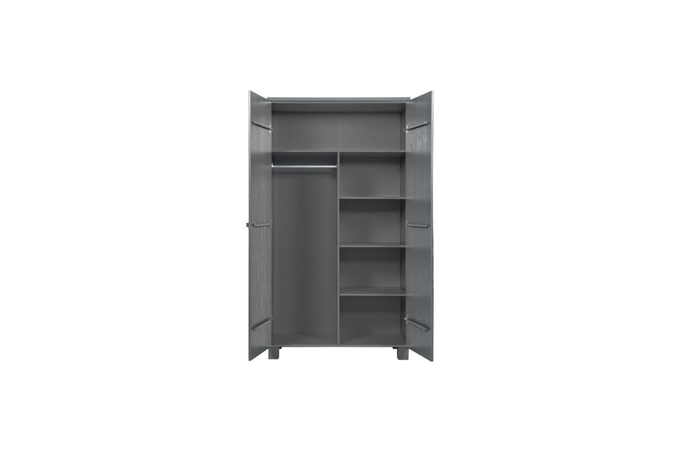 The steel gray color of the entire cabinet will allow it to match any type of furniture or any of