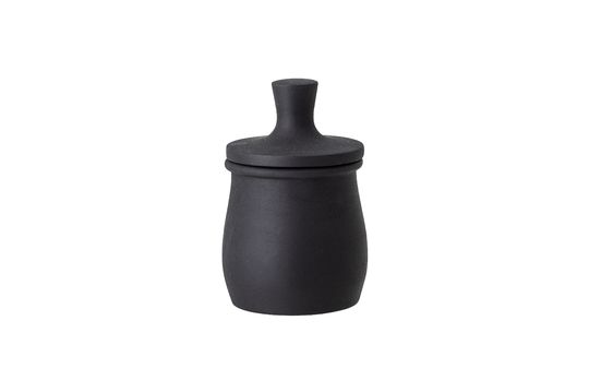 Wooden jar with black lid Eike Clipped
