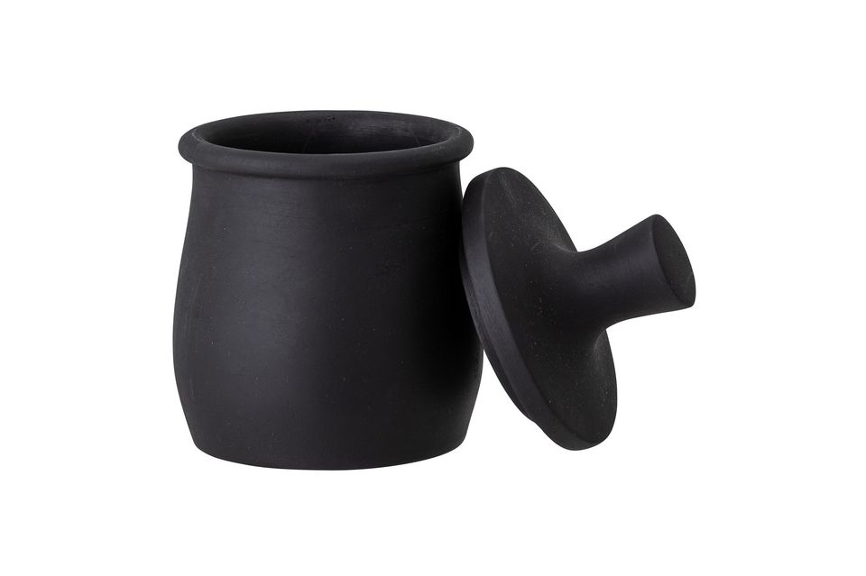 Wooden jar with black lid Eike - 4