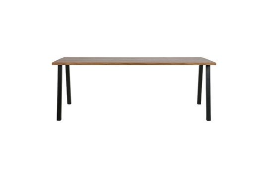 Wooden table with black metal base James Clipped