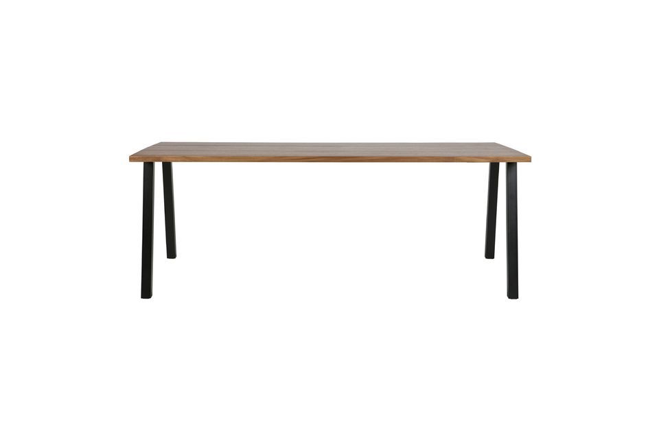 Wooden table with black metal base James Woood