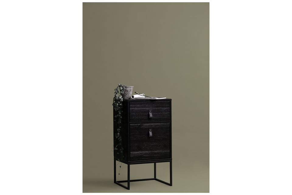 The Zola black bedside table with drawer and dark black door