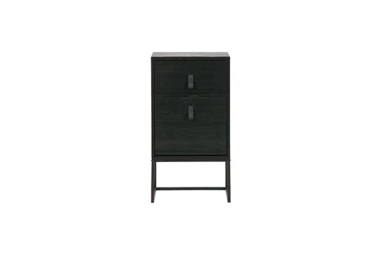 Zola wood and black metal bedside table Clipped