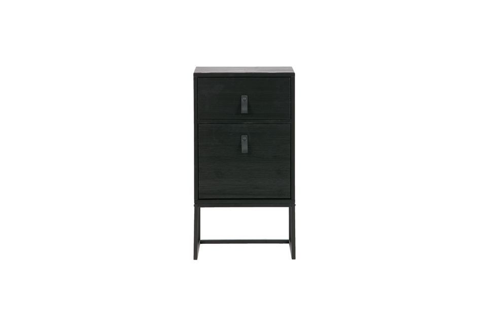 Zola wood and black metal bedside table Woood